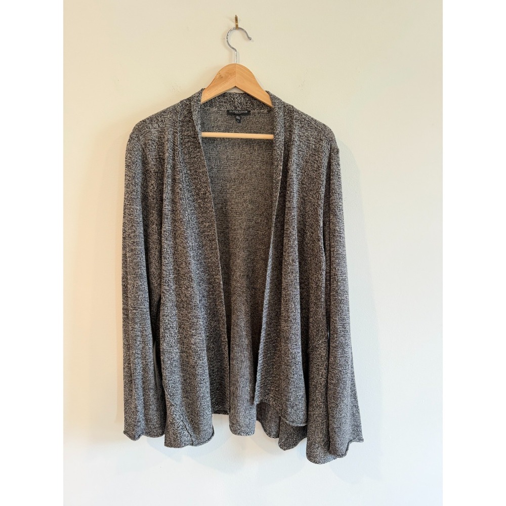 Eileen Fisher Gray Knit Women's Open Cardigan Sweater Wool Linen SZ 1X